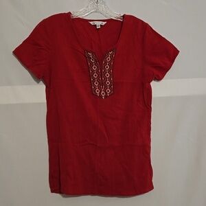 Croft & Barrow, Tunic, Top, Sz Sm, Red, Navy, White, Lightweight, Comfy, Stretch